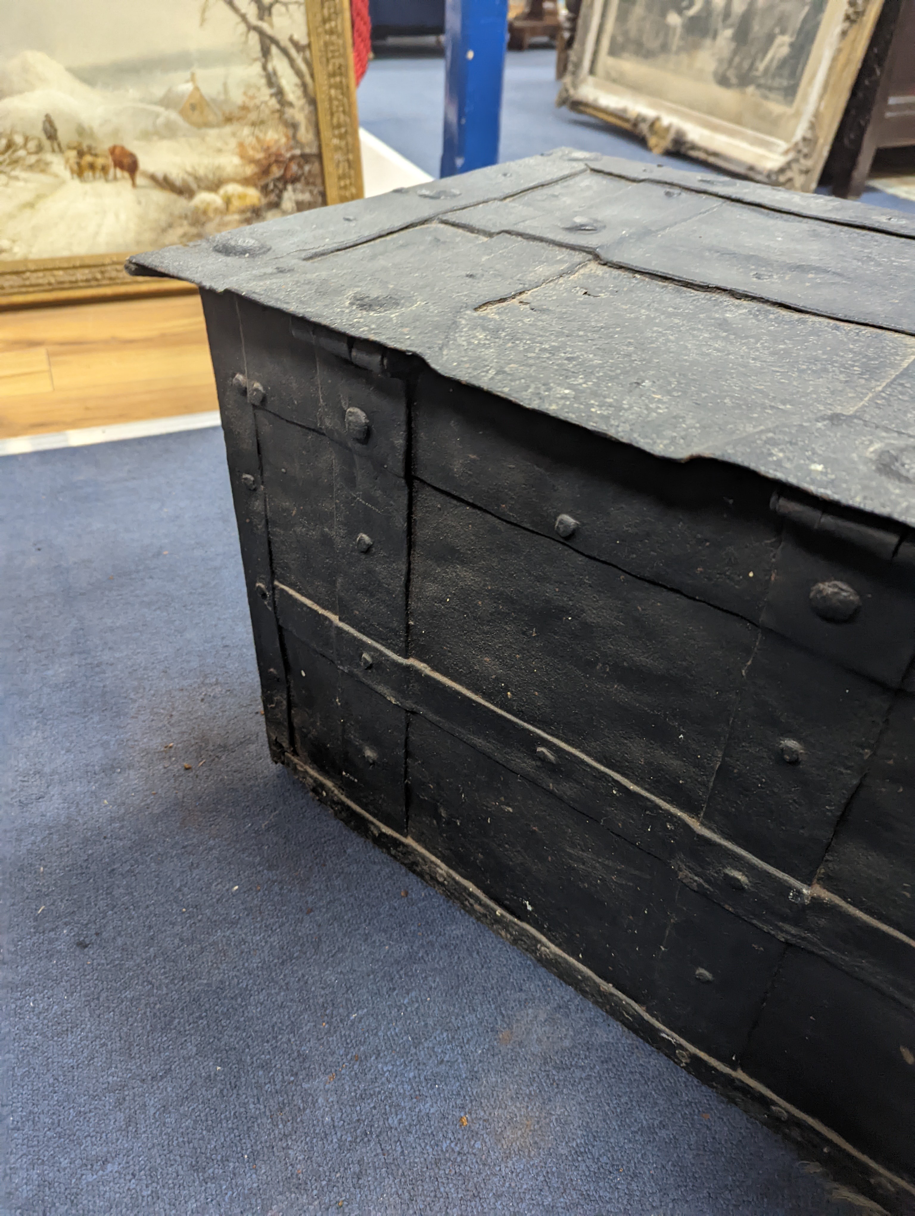 A 17th/18th century German ironbound 'Armada' chest, with key